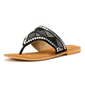 Tower London Wide Vamp Toepost Women's Black Metallic Sandals