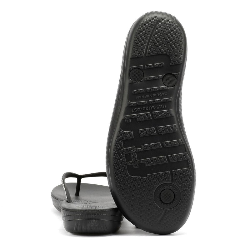 FitFlop Iqushion Sparkle Rubber Women's Black Flip Flops