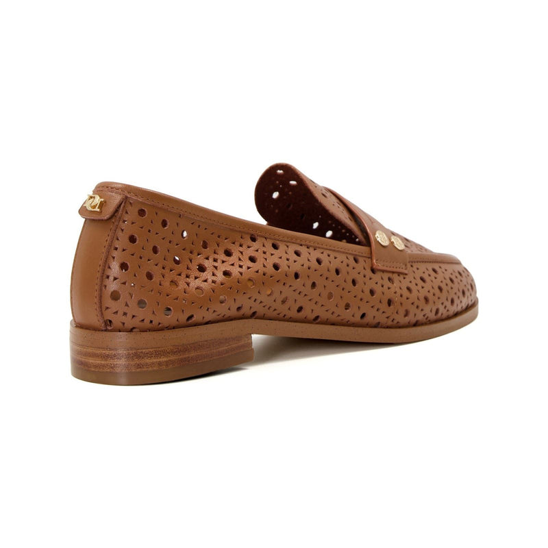 Dune Glimmered Leather Women's Tan Loafers