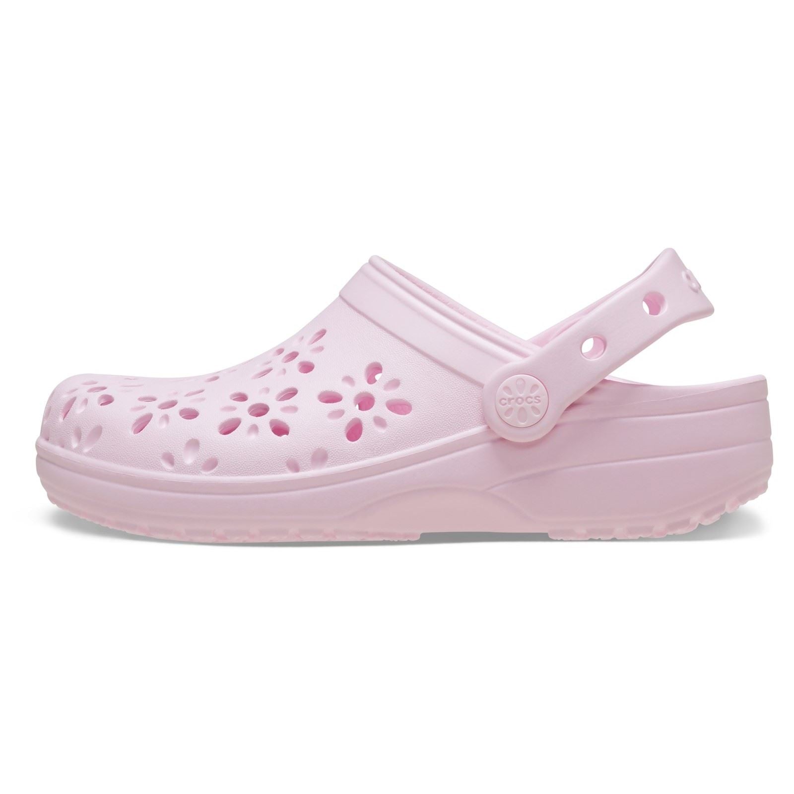 Crocs Classic Floral Cut Out EVA Kid's Pink Milk Clogs