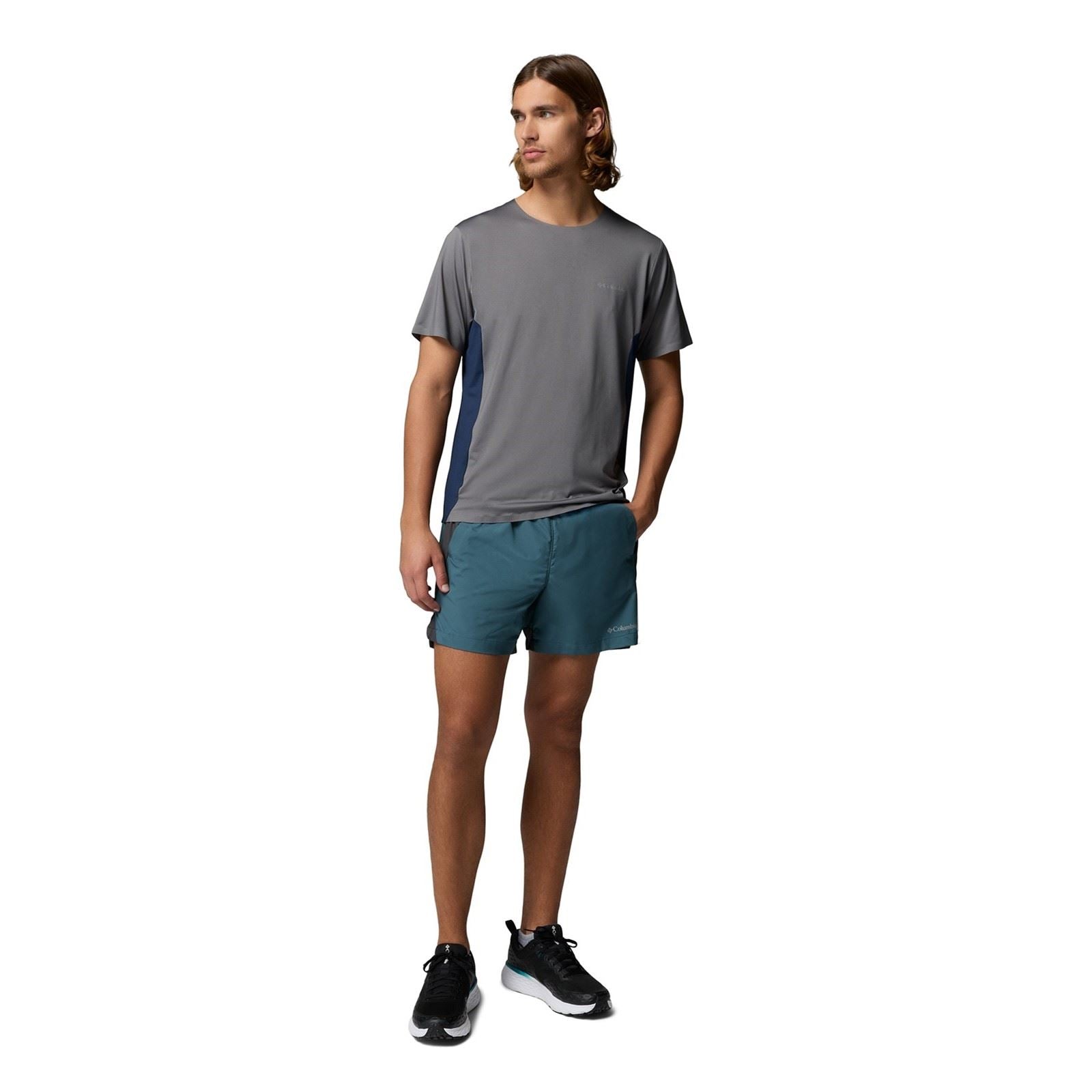 Columbia Three Pitch SS Crew Polyester Men's Grey Activewear T-Shirts