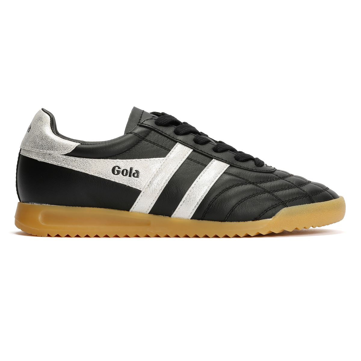 Gola Stadium Leather Women's Black/Silver Sneakers