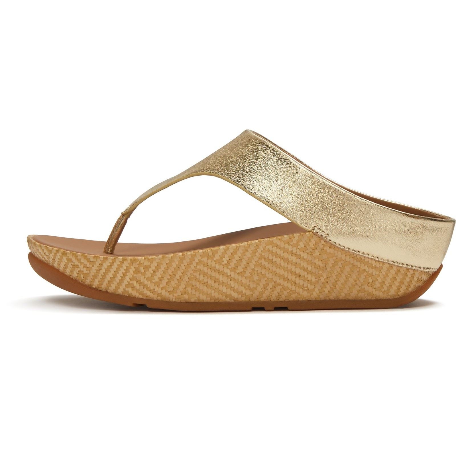 Fitflop Lulu Lux Graphic-Weave Toe-Post Leather Women's Platino Sandals