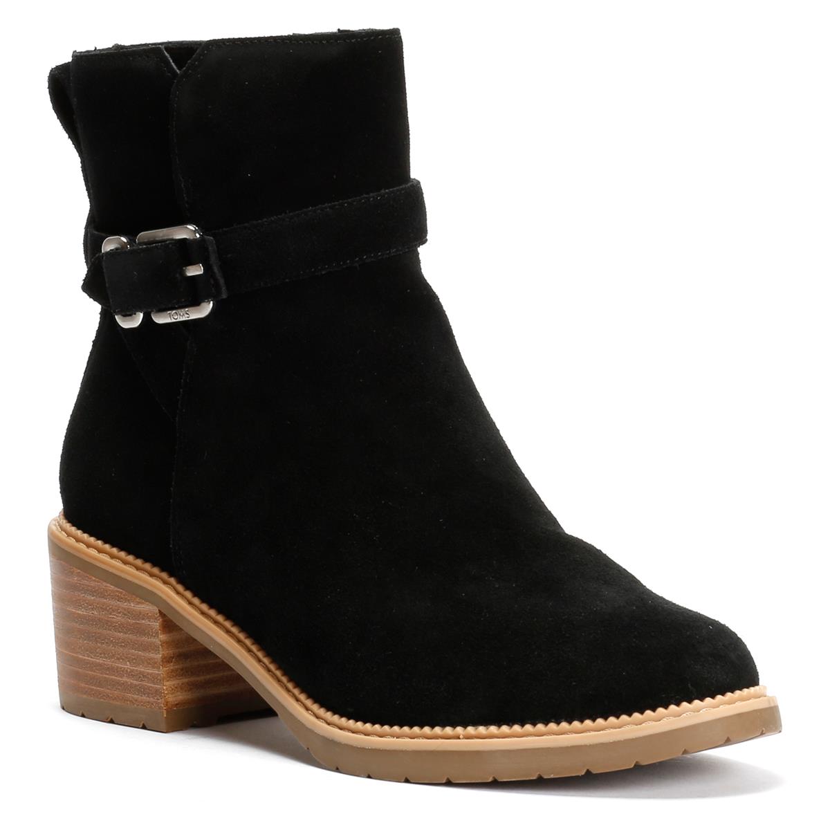 TOMS Hailey Buckle Suede Women's Black Boots