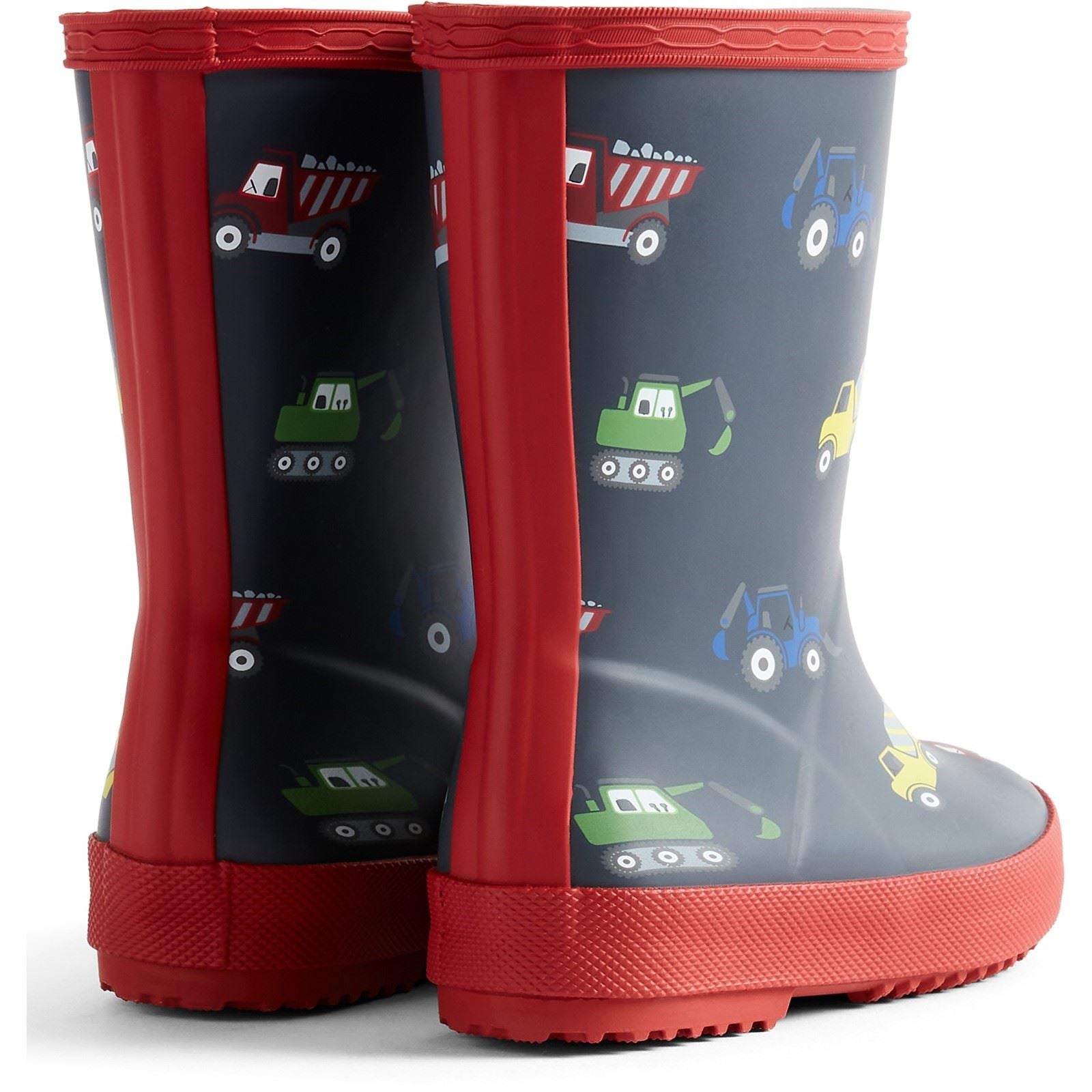 Hunter First Construction Print Boys's Hunter Navy/Military Red Wellington Boots