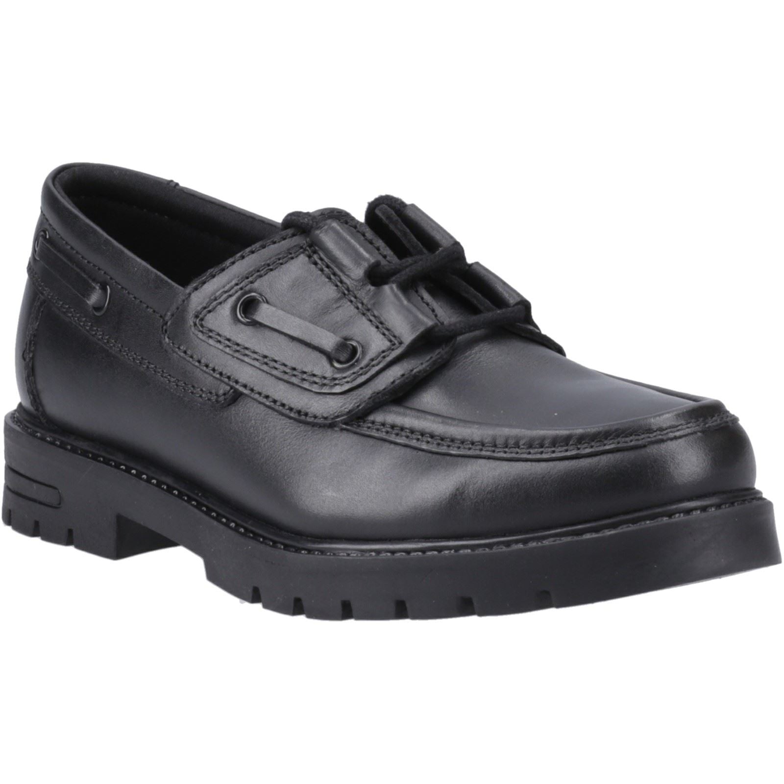 Hush Puppies Lucy Leather Girls's Black Boat Shoes