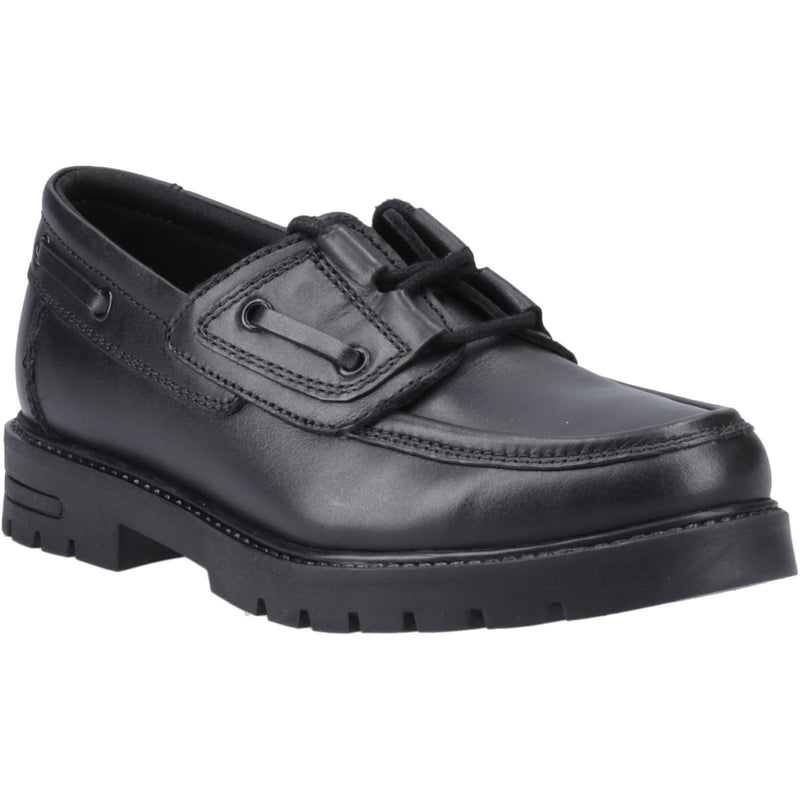 Hush Puppies Lucy Leather Girls's Black Boat Shoes