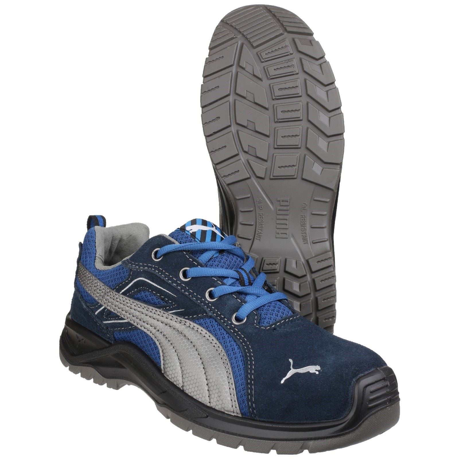Puma Safety Omni Sky Low Suede+Textile Blue Safety Sneakers