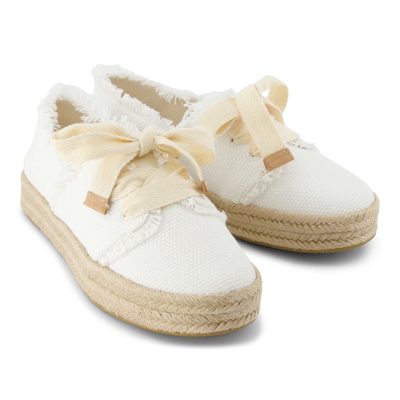 TOMS Carolina Lace Up Cotton Women's White Beachside Shoes