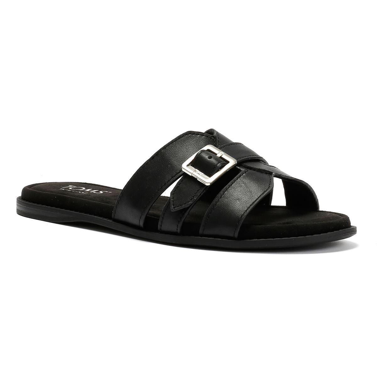 TOMS Sol Mule Leather Women's Black Sandals