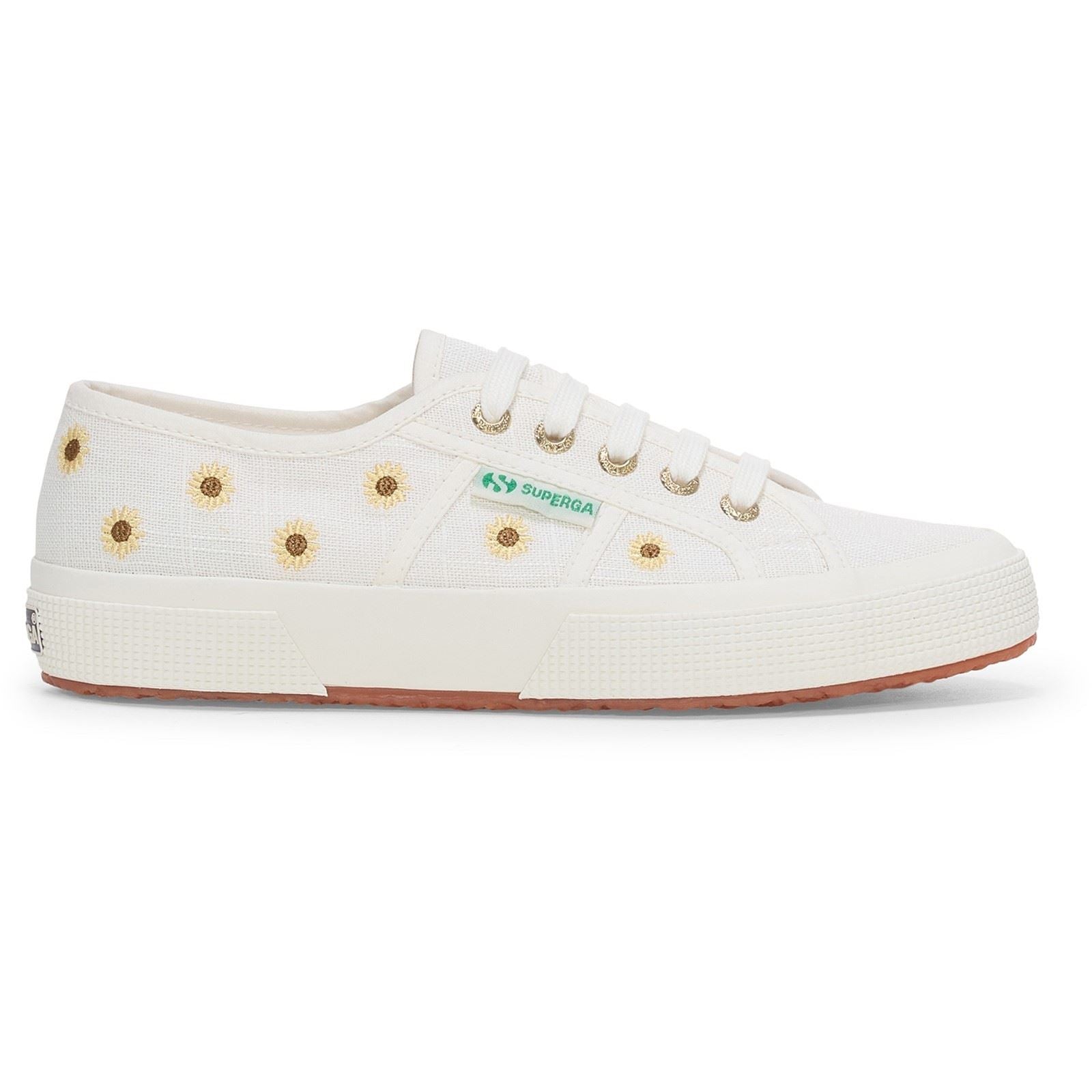 Superga Embroidery Linen Sunflower Linen Women's White Sneakers