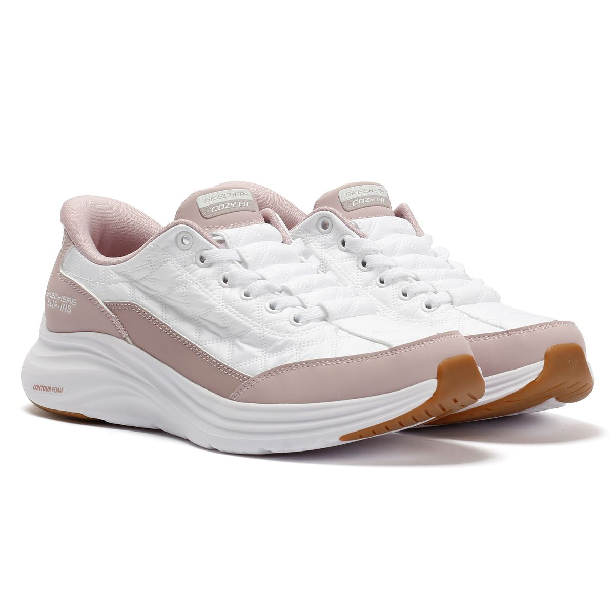 Skechers Slip-Ins Contour Foam Cozy Fit Women's White/Pink Sneakers