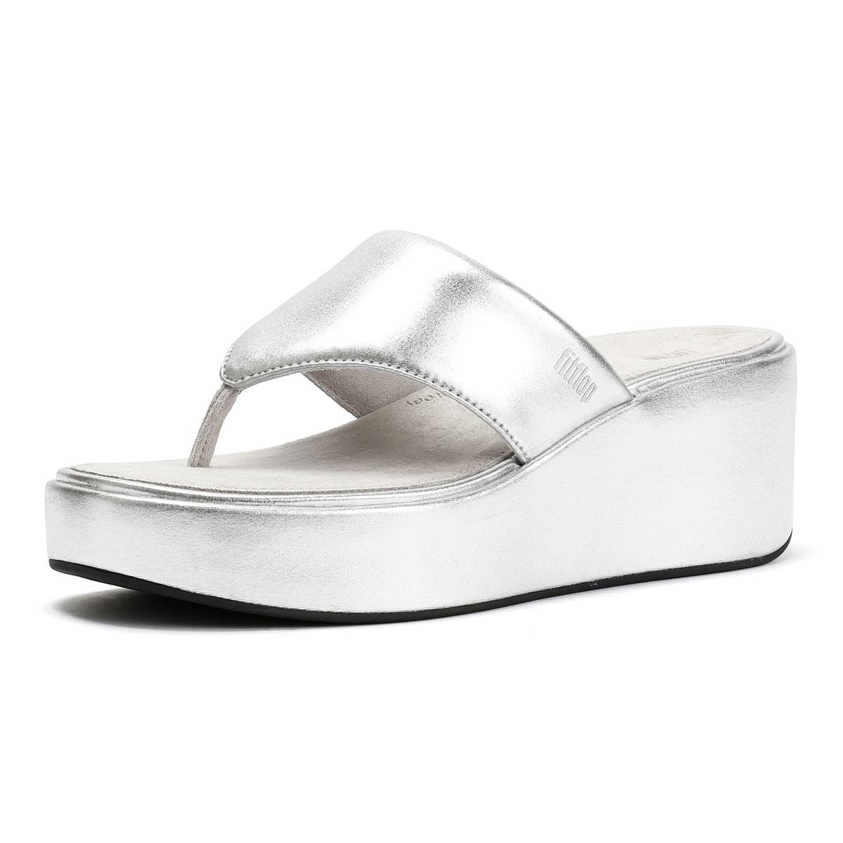 FitFlop Platfform Wedge Women's Silver Toe-Post Sandals