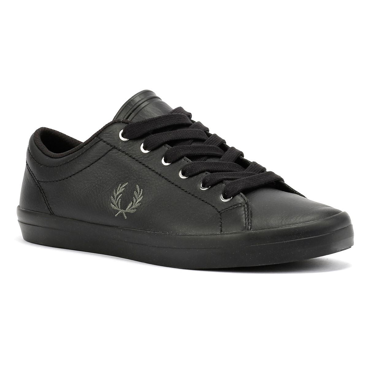 Fred Perry Baseline Leather Men's Black/Laurel Green Sneakers