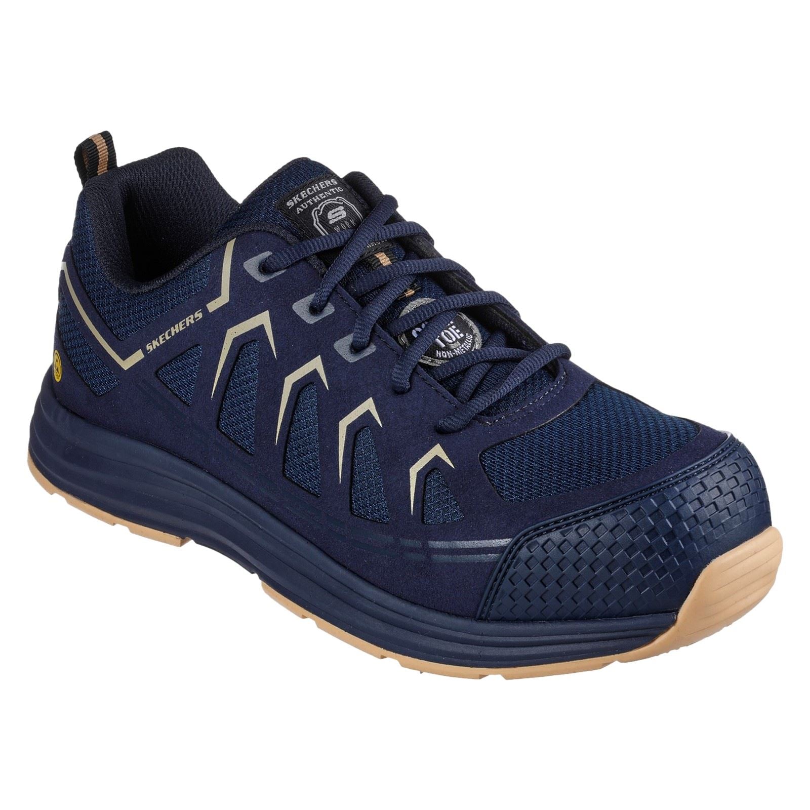 Skechers Workwear Malad II Textile Men's Navy/Tan Safety Sneakers
