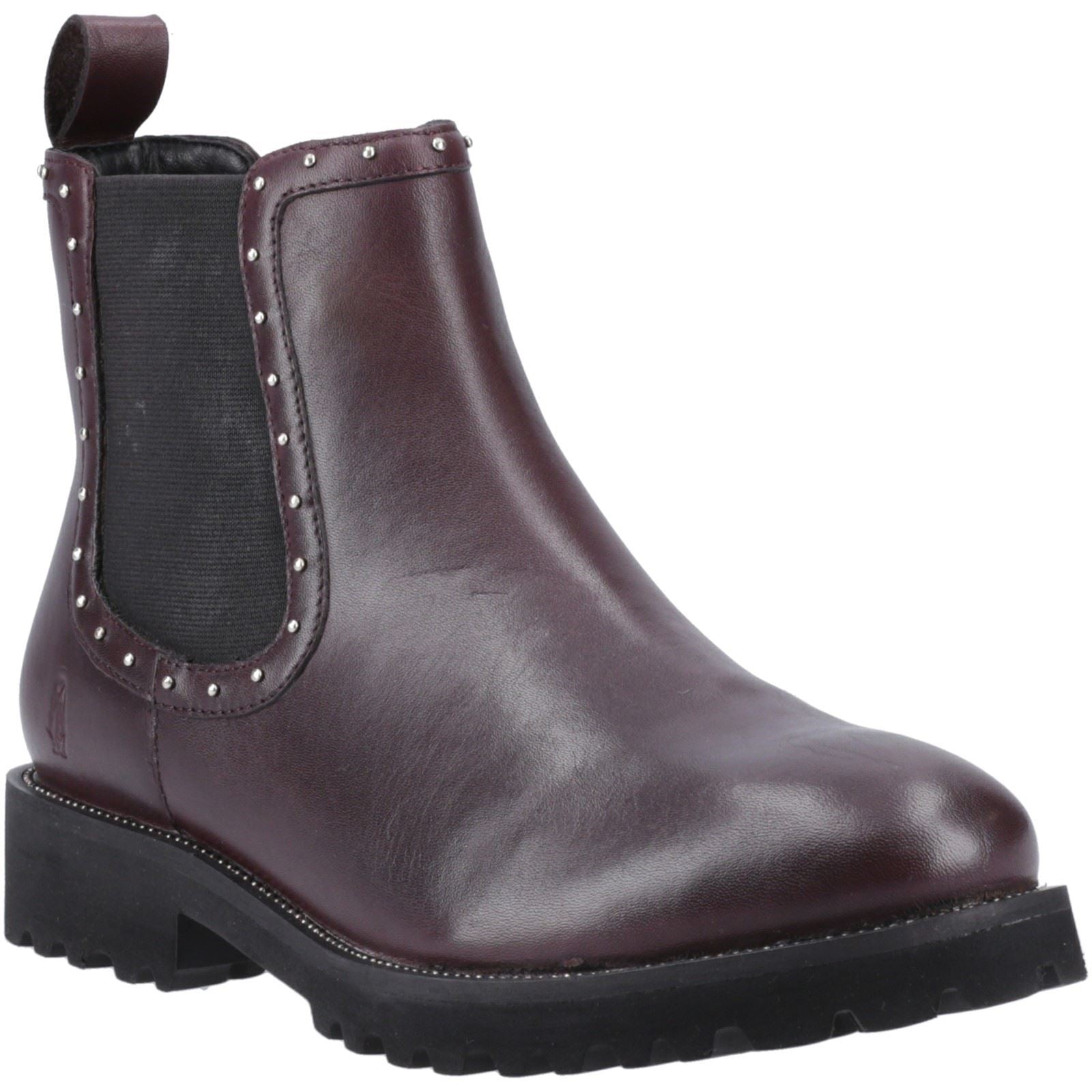 Hush Puppies Gwyneth Leather Women's Plum Flat Chelsea Boots
