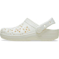 Crocs Classic Floral Cut Out Synthetic Chalk Clogs