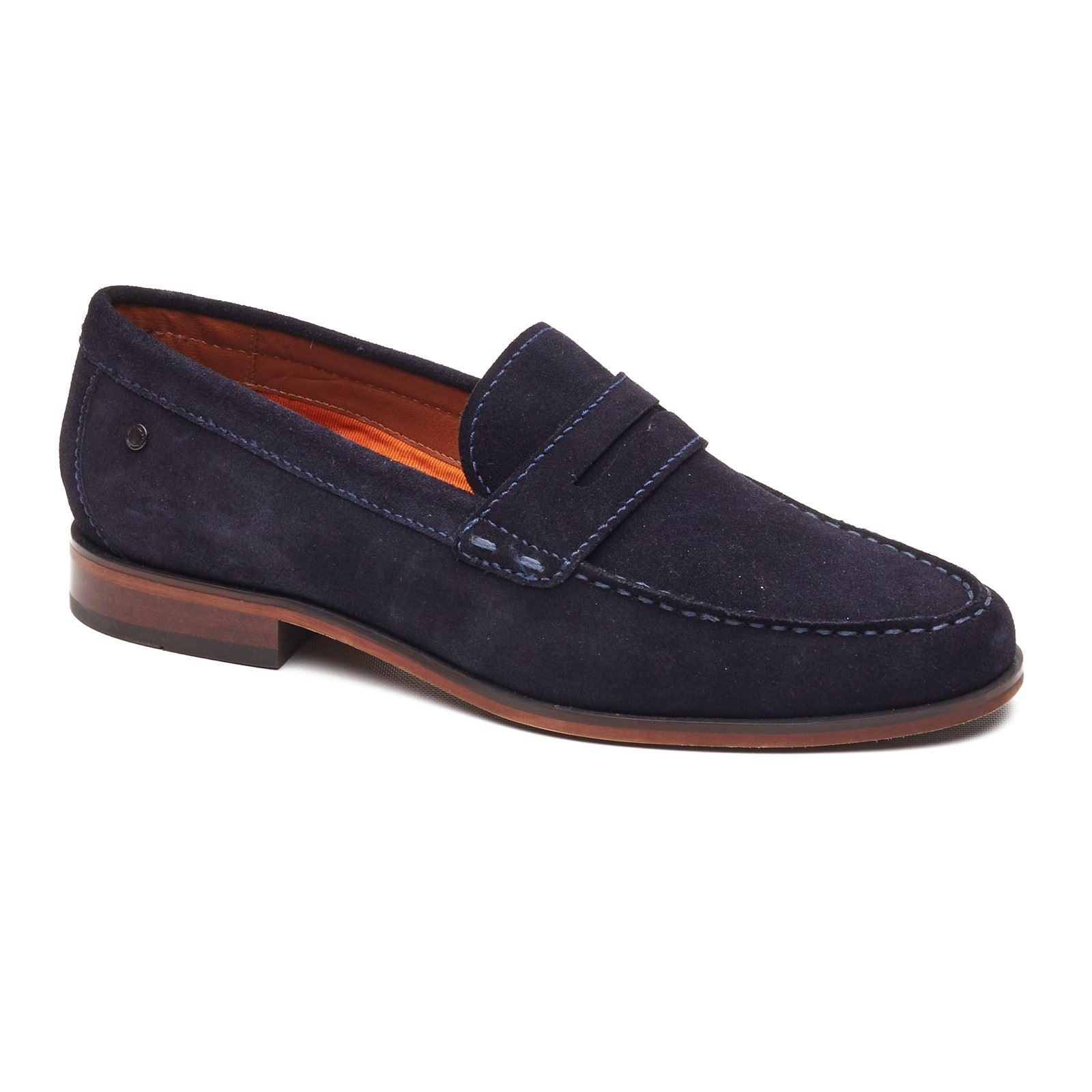 Base London Slate Leather Men's Navy Loafers