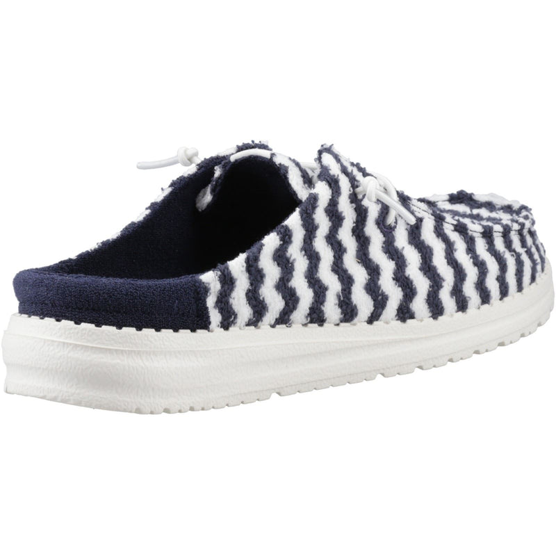 HEYDUDE Wendy Slip Terry Stripe Synthetic Women's Navy Blazer/Egret Mules