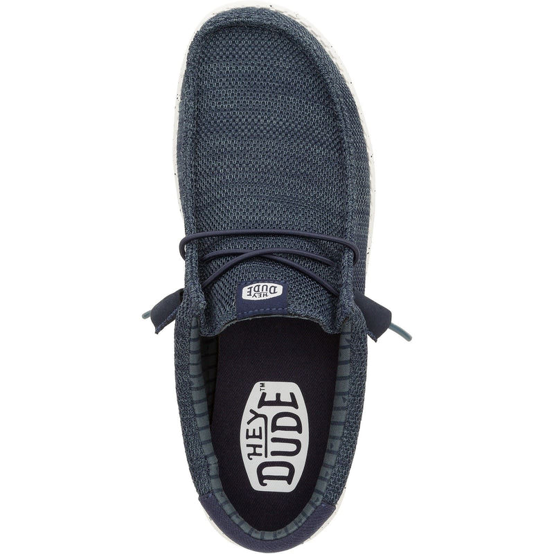 HEYDUDE Wally Stretch Mesh Synthetic Men's Navy Boat Shoes