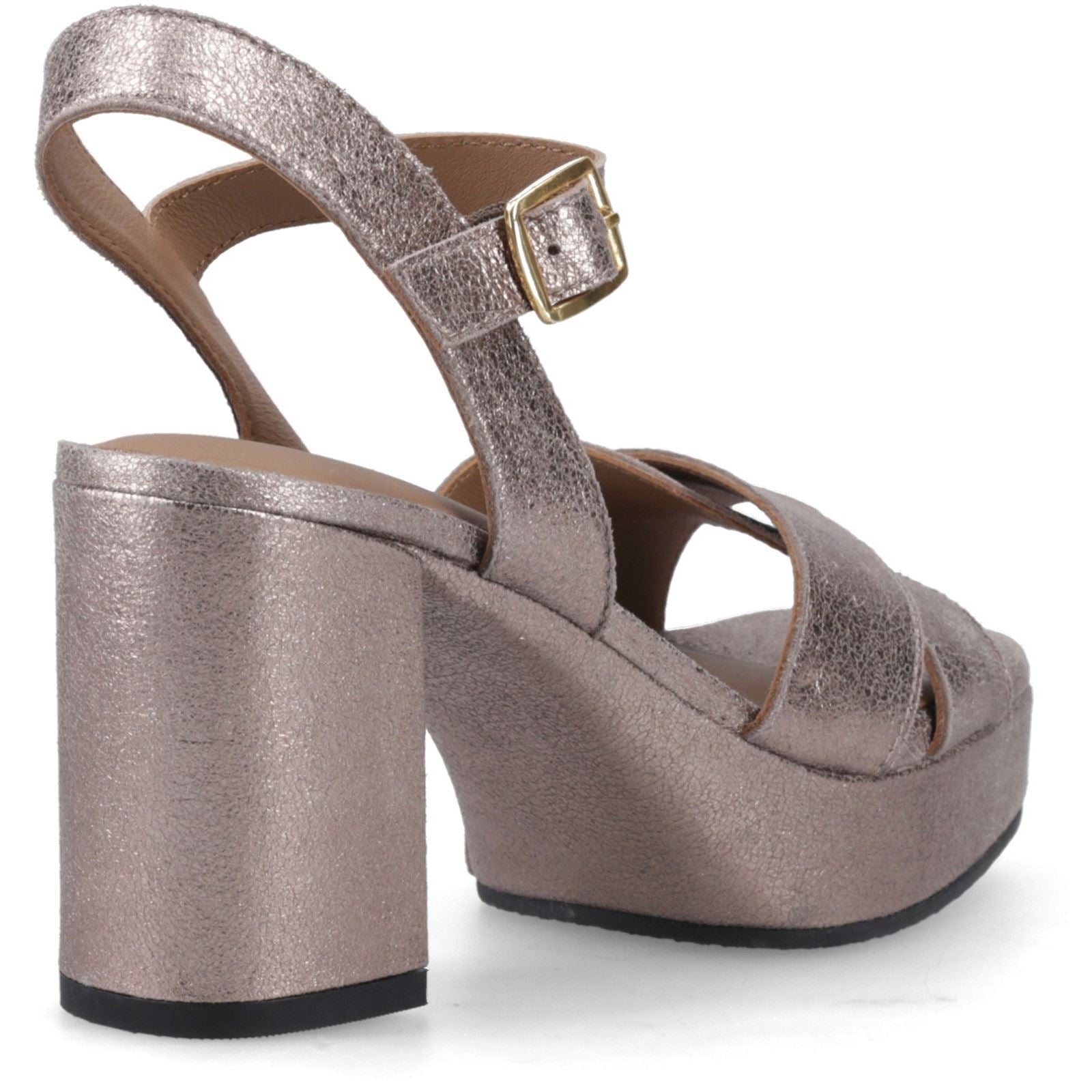 Hush Puppies Ophelia Leather Heel Suede Women's Pewter Slim Fit Sandals
