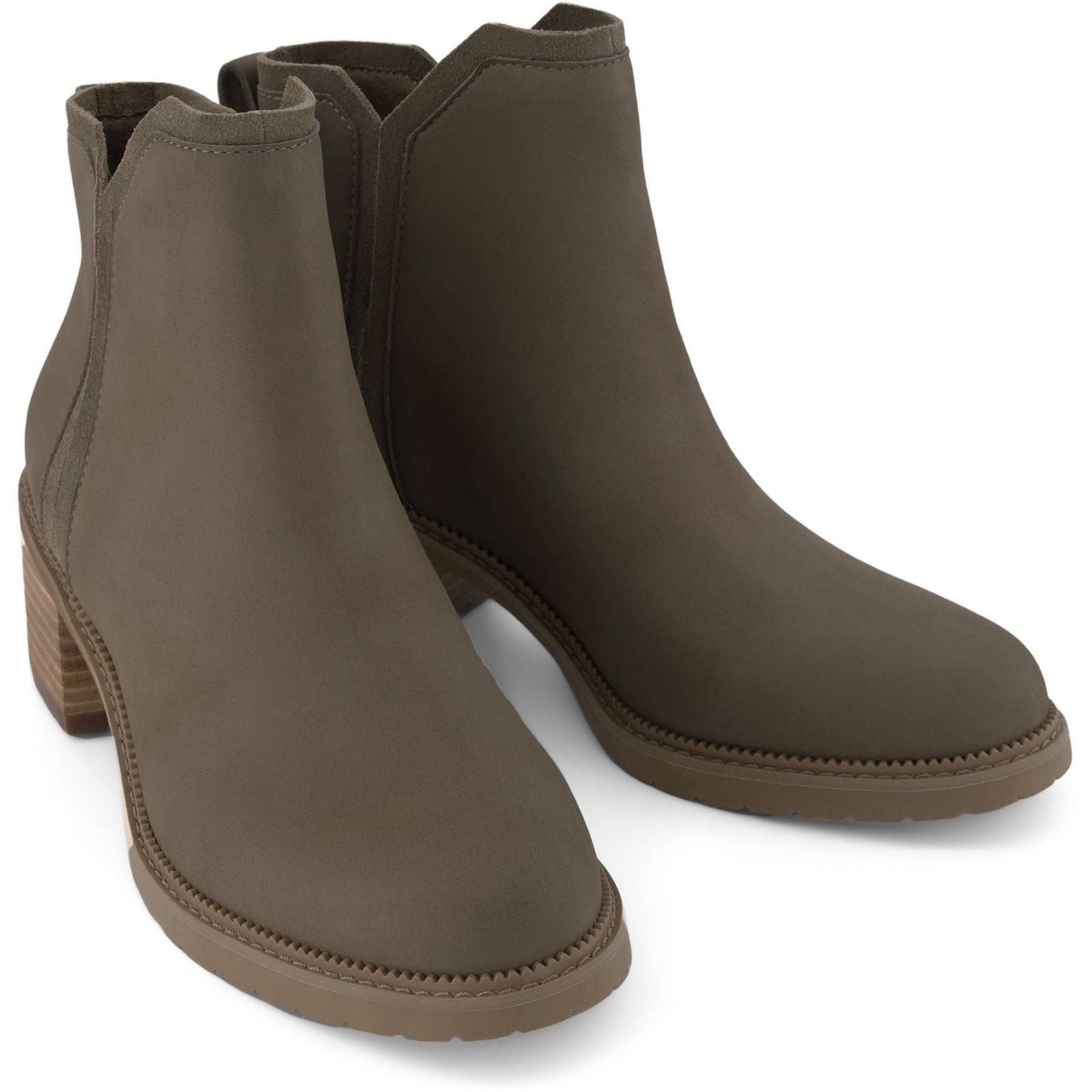 TOMS Hailey Leather Women's Canteen Heeled Ankle Boots