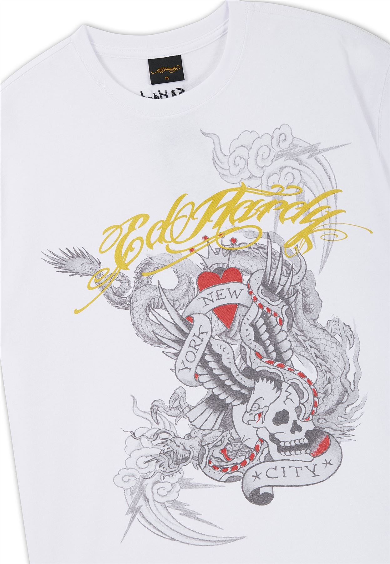 Ed Hardy Storming New York Graphic Relaxed Men's White T-Shirts