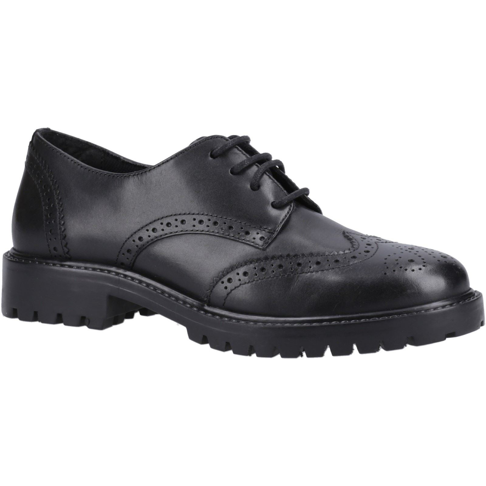 Hush Puppies Athena Junior Leather Girls's Black Brogues