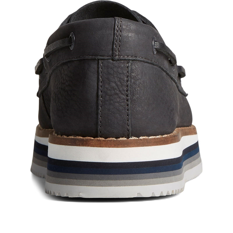 Sperry Authentic Original Stacked Leather Women's Black Boat Shoes