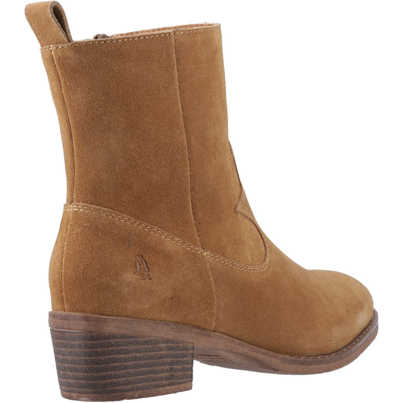 Hush Puppies Ida Stitch Boot Leather Women's Tan Heeled Ankle Boots