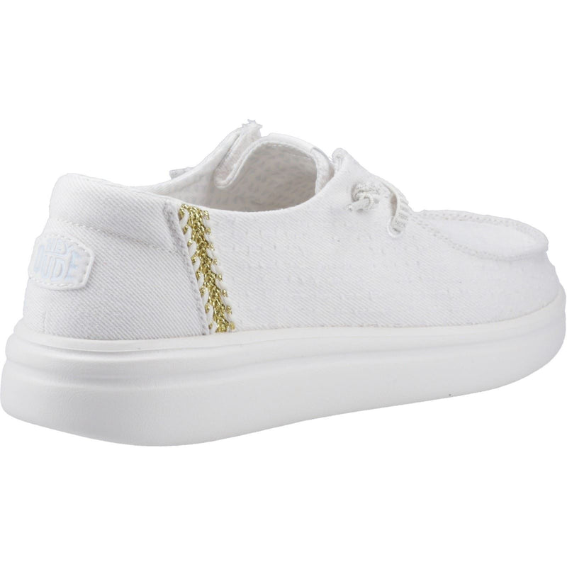 HEYDUDE Wendy Rise Perf Canvas Synthetic Blend Women's White Moccasins Shoes