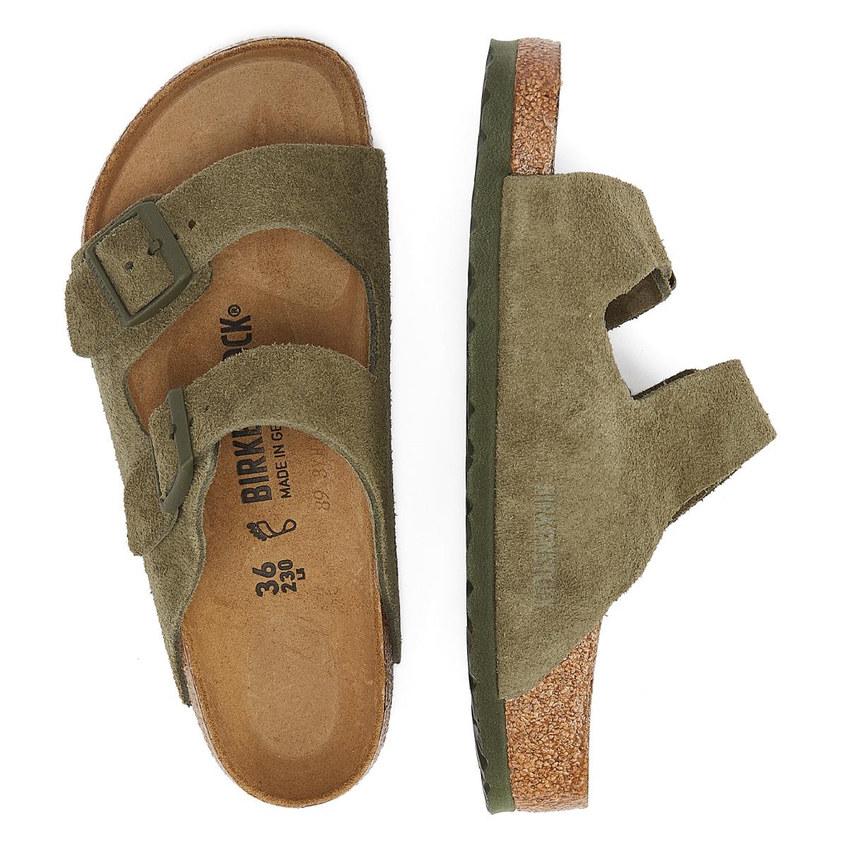 Birkenstock Arizona Suede Leather Thyme Khaki Sandals