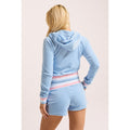 Juicy Couture Velour Stripe Booty Short Polyester Women's Blue Mid-Length Shorts