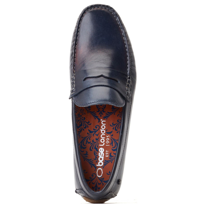 Base London Collins Leather Men's Navy Standard Loafers