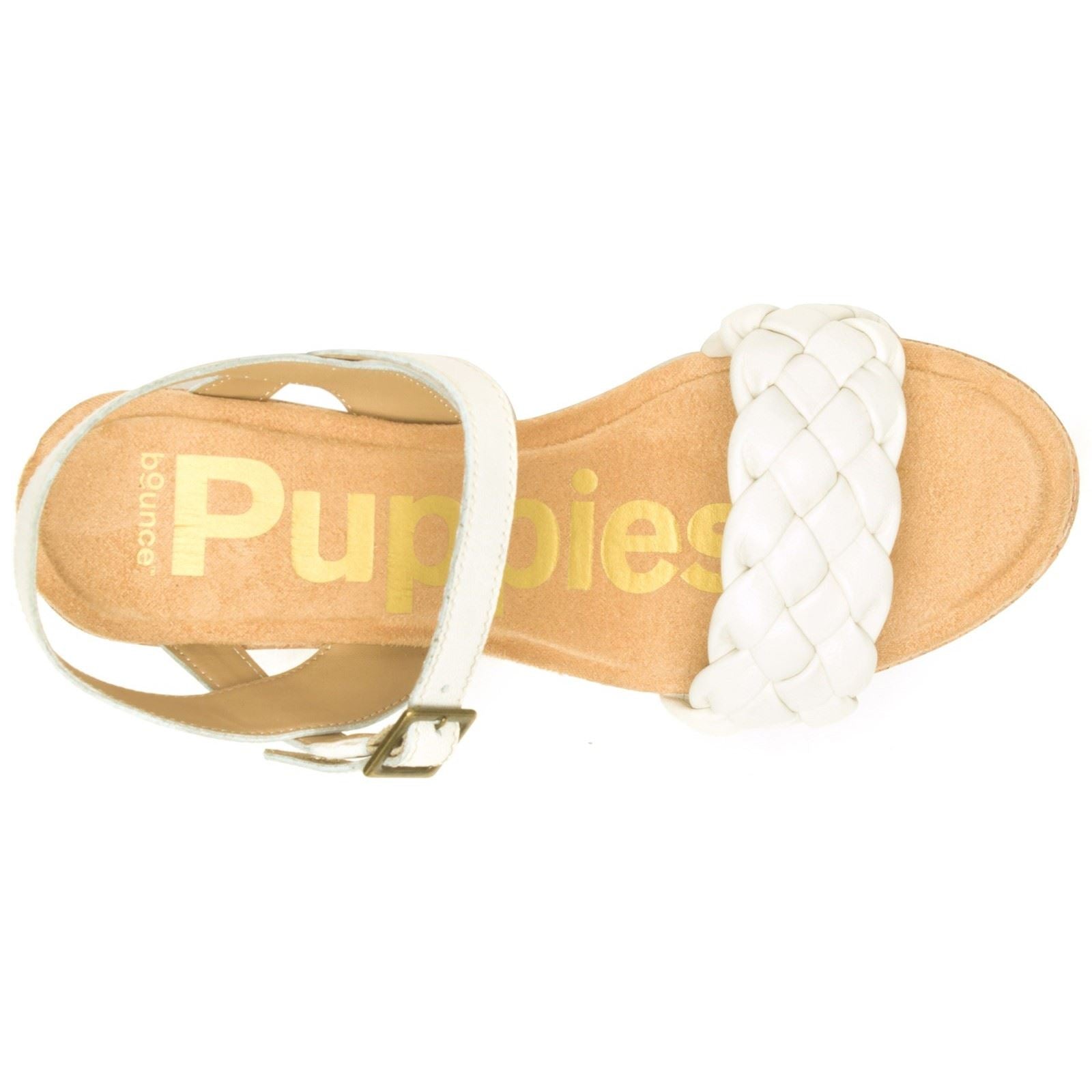 Hush Puppies Poppy Quarter Strap Leather Women's White Heels