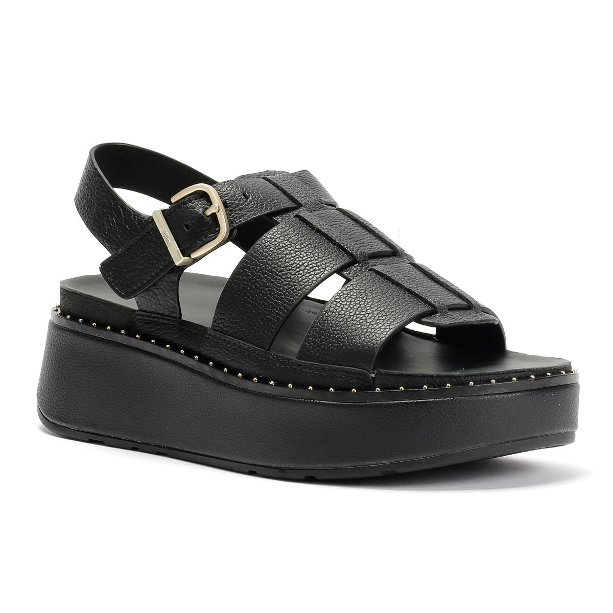 FitFlop GEN-FF Max Fisherman Tumbled Leather Women's Black Sandals