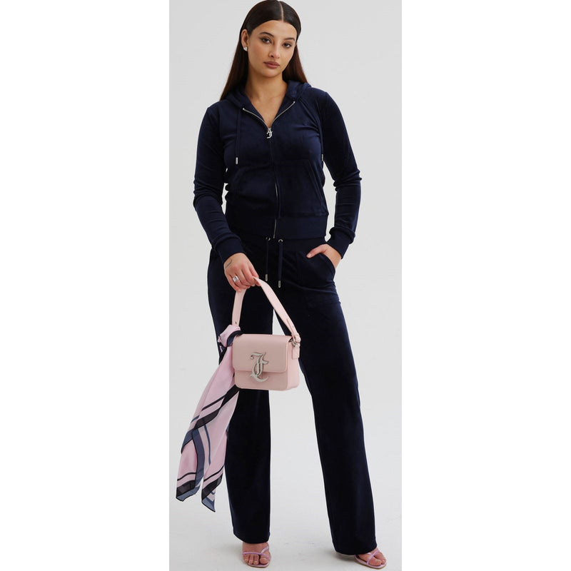 Juicy Couture Robertson Classic Jacket Polyester Women's Blue Hooded Sweatshirt