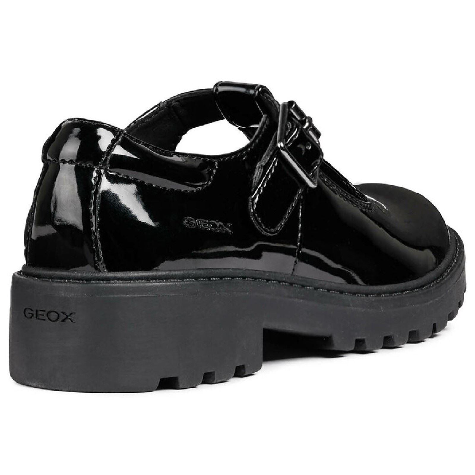 Geox J Casey G. E Leather Girl's Black Patent Shoes