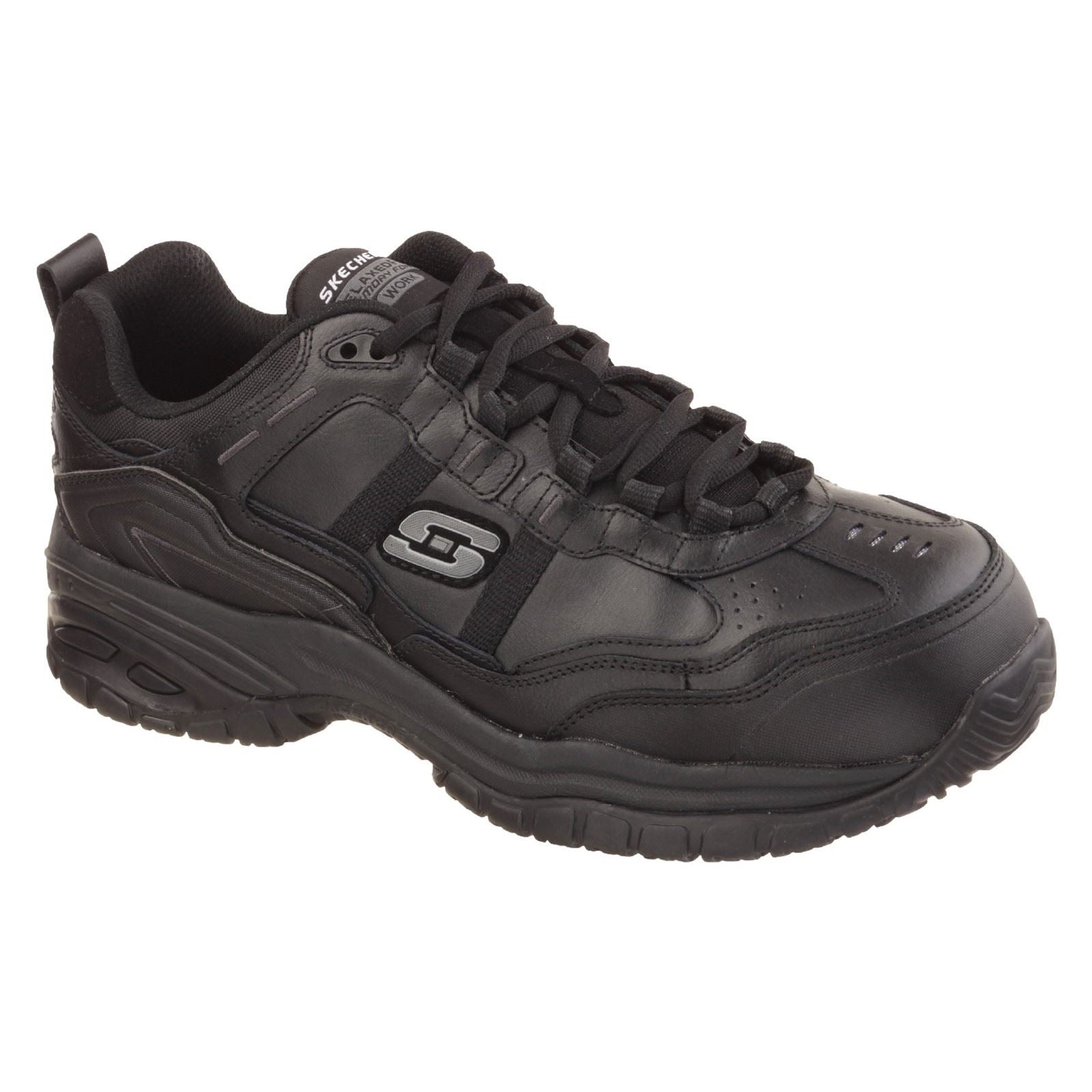 Skechers Workwear Soft Stride - Grinnell Suede Men's Black Safety Sneakers