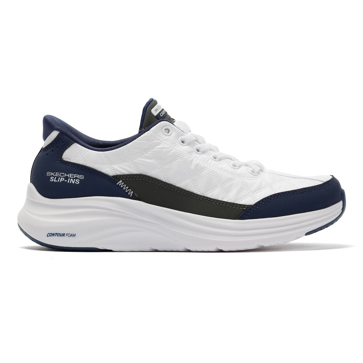 Skechers Slip-Ins Contour Foam Cozy Fit Women's White/Navy Sneakers