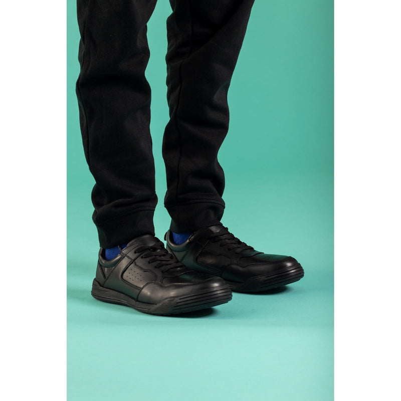 Hush Puppies Shane Senior Leather Boys's Black Lace-Up Shoes