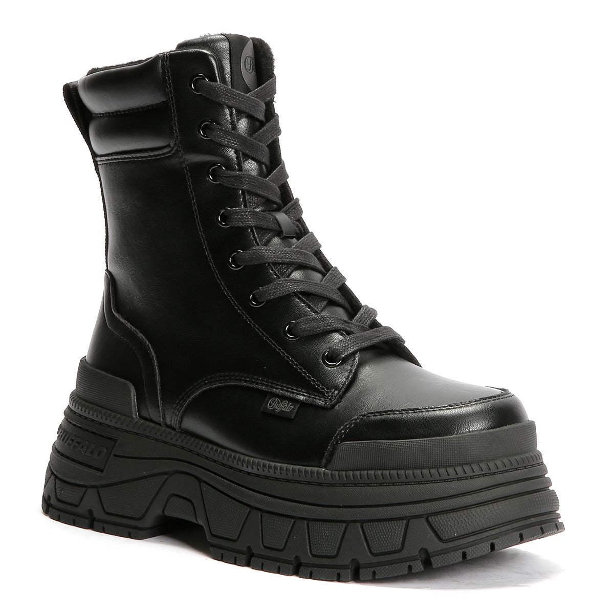 Buffalo Fusion Lace Up Mid Women's Black Boots