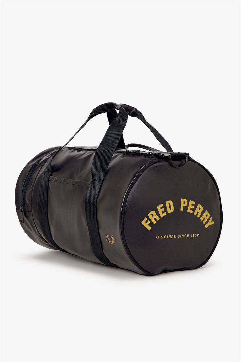 Fred Perry Tonal Classic Barrel Polyester Black/Gold Cross Bag