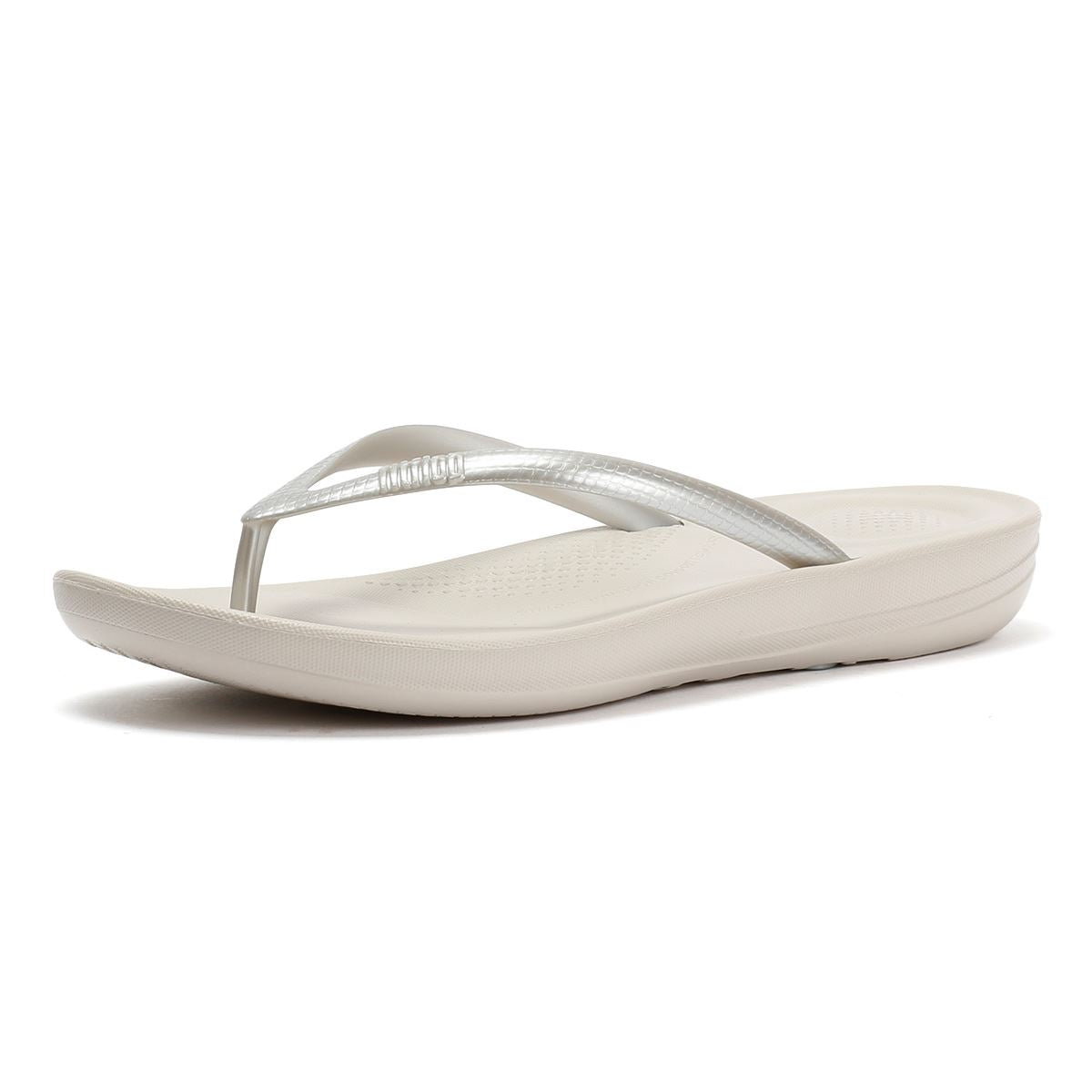 FitFlop Iqushion Ergonomic Women's Silver Flip Flops