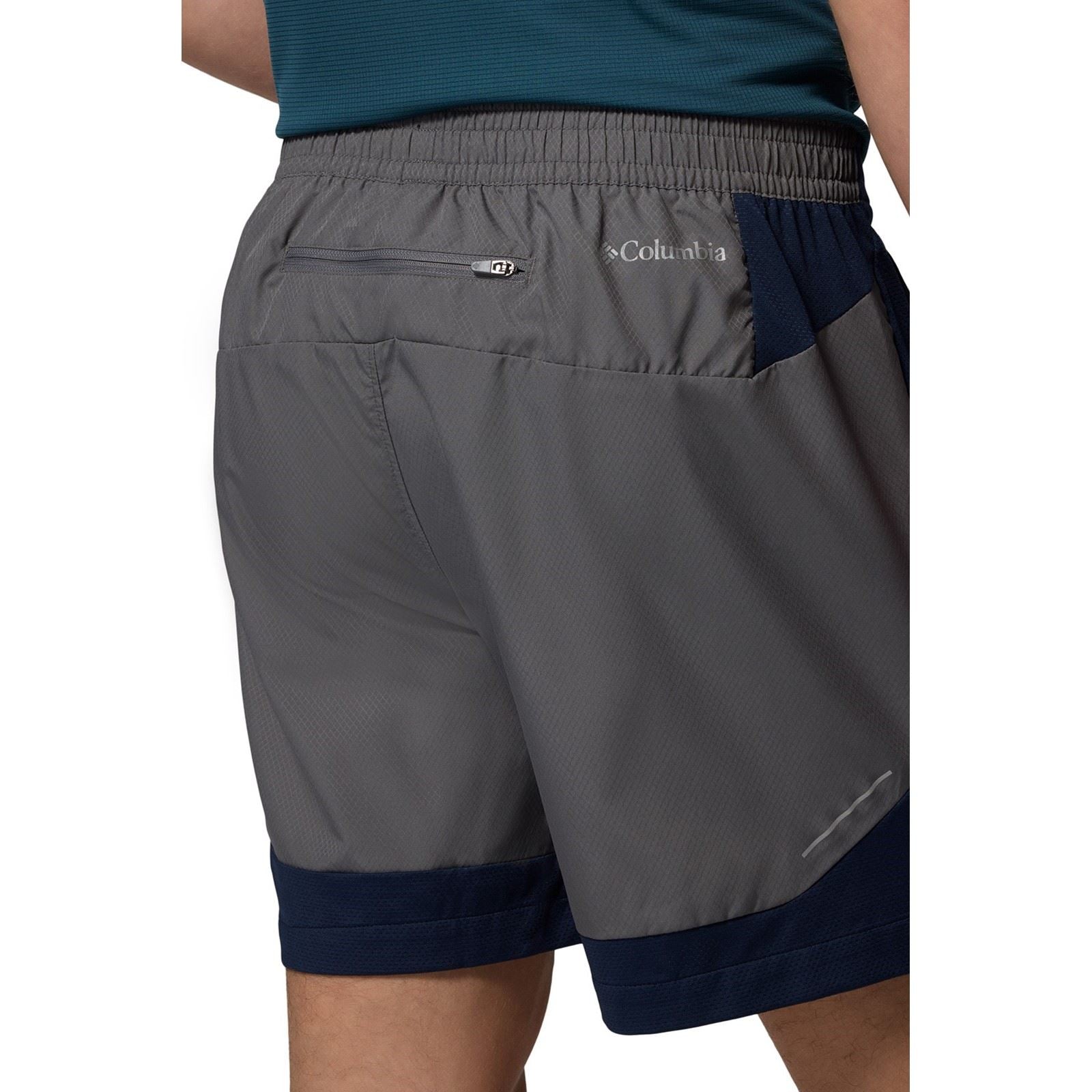 Columbia Three Pitch Polyester Men's Grey Activewear Shorts