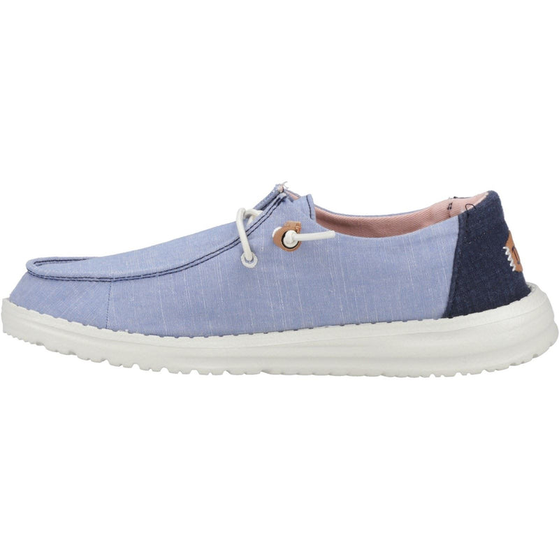 HEYDUDE Wendy Chambray Boho 100% Cotton Women's Blue Loafers