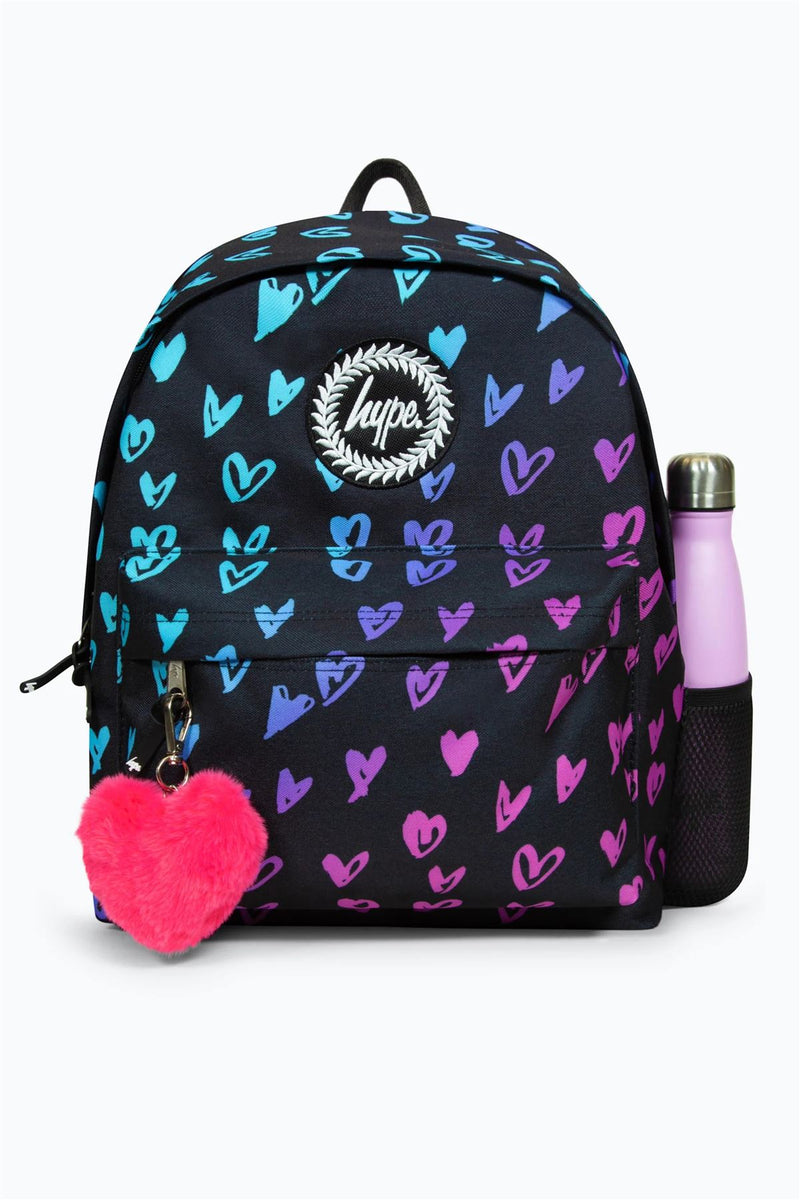 Hype Iconic Girl's Black Scribble Hearts Backpack