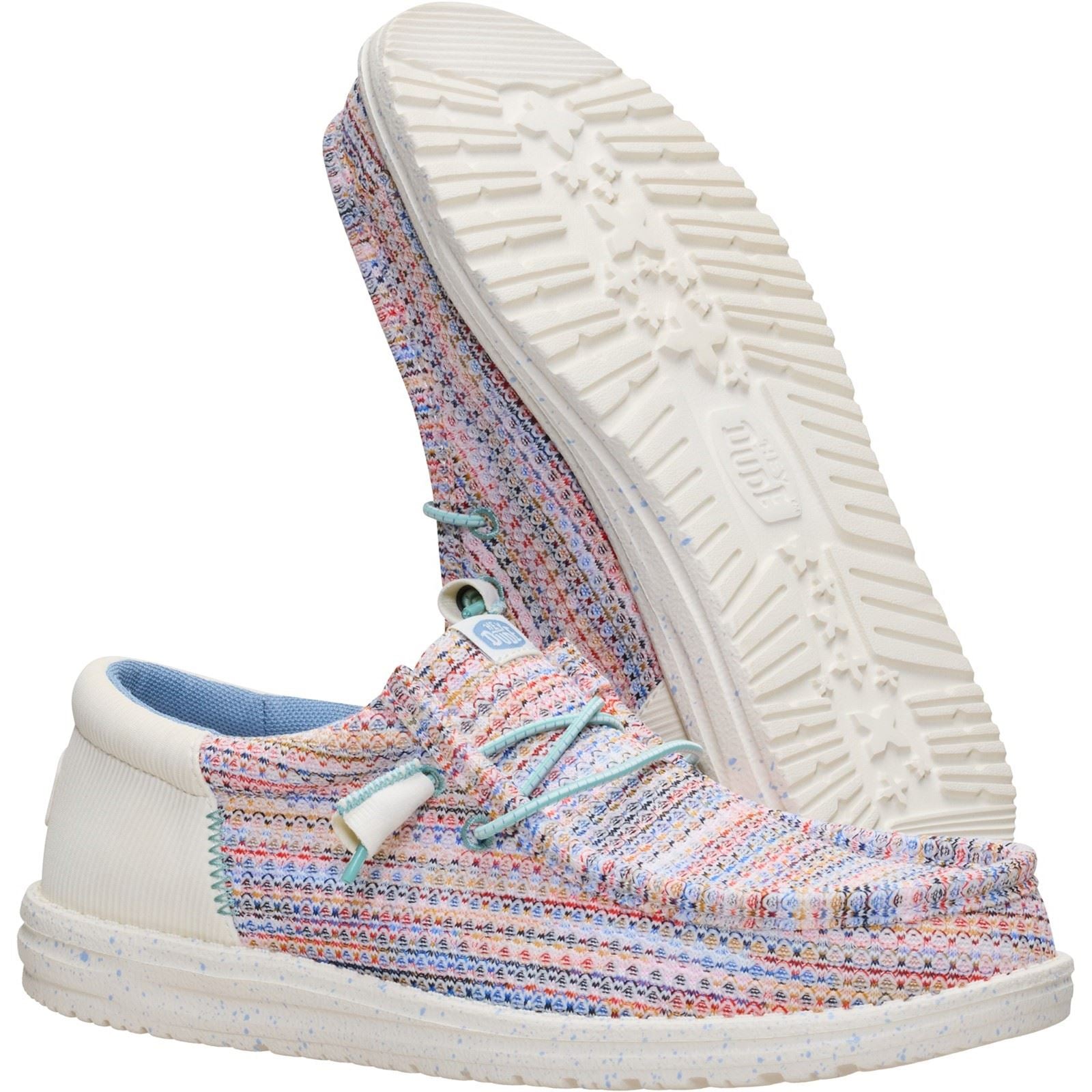 HEYDUDE Wally Funk Multi Mesh Polyester Men's Egret/Multi Moccasins Shoes