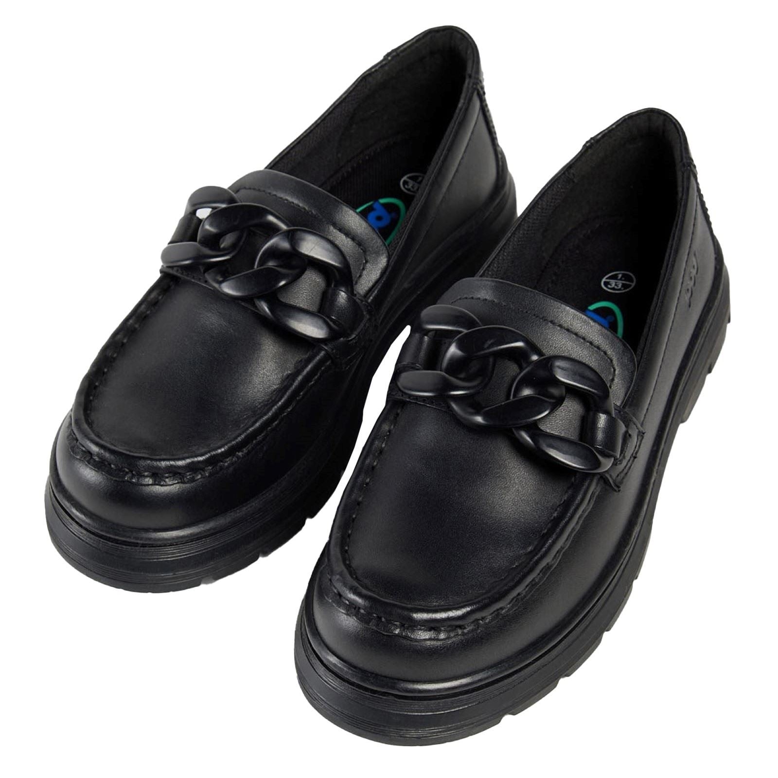 Pod Mina Leather Girls's Black Loafers