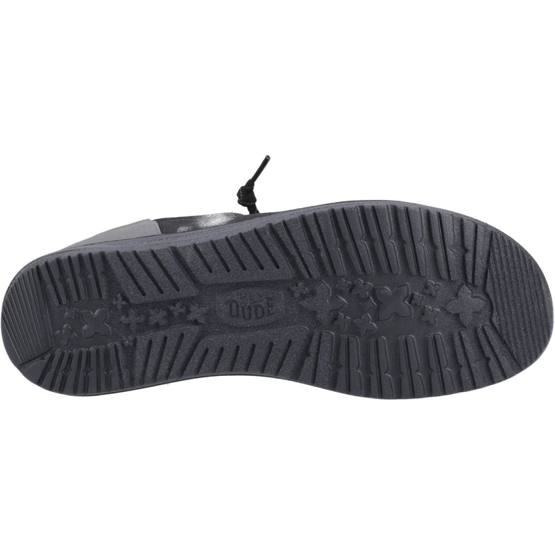 HEYDUDE Wally Funk Overdye Cotton Men's Black/Granite Grey Moccasins Shoes